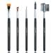 JAF 5pcs Eyebrow & Eyeliner & Eyelash Brushes including FLAT Definer Brush  ANGLED Brow/Liner Brush  FINE POINT Eye Liner Brush  SPOOLIE Brow/Lash/Mascara Brush  COMB Eyebrow Brush. VEGAN Eye Brushes & Tools