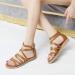 XTZYGLFD Women's Summer Wide Sandals - Woven Roman Bohemian Strappy Sandals with Zipper - Brown Size 9 UK - Buy Online on GoSupps.com