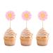 24 Pieces Daisy Cupcake Toppers Flower Cake Topper Daisy Cake Decorations Toothpicks Chrysanthemum Cupcake Toppers Spring Daisy Flower Cake Picks for Birthday Wedding Supplies(Pink) Pink 24