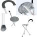 Dr.Safe Cane Cane with seat Folding Stick with seat. Aluminum Folding Cane seat Height 84.5 cm Silver Color - Buy Online on GoSupps.com