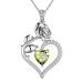 Cute Cat Necklace with Sparkling Zirconia Crystal Birthstone Pendant Necklace for Girls Womens White Gold Over 925 Sterling Silver Animal Necklace Birthstone Jewelry Sweet Present Girlfriend Sisters H August-Peridot