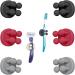 Tecbull Funny Hooks toothbrush holder razor holder shower razor bracket without drilling toothbrush holder Self -adhesive clamping holder for toothbrushes (6x black /gray /red + 6x replacement pad) 2x black + 2x gray + 2x red