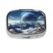 Fantasy Earth Printing 2 Compartment Small Pill Case Cute Small Pill Box Purse Pill Boxs Travel Pill Organizer for Pocket Purse and Travel Gifts