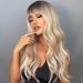 EMMOR Blonde Highlight Wavy Wig with Bangs - Long Layered Heat-Resistant Synthetic Wig for Women - Ombre Blonde - Perfect for Daily Wear - Buy Online on GoSupps.com