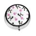 FoRes Girly red Perfume Bottle and Poodle Print Pill Box Round 3 Compartment Travel Mini Medicine Storage Box with Iron Plating Black
