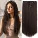 Dark Brown Clip in Hair Extensions 22 Straight Synthetic Hair Piece for Women - 5PCS Set - Buy Online on GoSupps.com