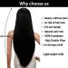Kalyss 28 Women's Silky Long Straight Black Wig with Bangs - Heat Resistant Synthetic Hair Wig for Women - Black 1B - Buy Online on GoSupps.com