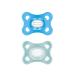 MAM Comfort Schnuller in a set of 2 particularly small and light baby pacifier for newborns made of 100 % silicone with soft MAM Skin soft part & pacifier box 0-6 months blue/MINT blue/MINT 0-6 months (2 pack)