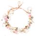Ever fairy flower crown headband wedding women's wreaths child flower band garland bride bridesmaid pearls party hair decorations (multi-colored) multicolored 1 count (pack of 1) multicolored pink