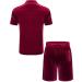 LecGee Men's Velvet Summer Casual Short Set - Rose Red, Medium | Button Down Shirt & Elastic Waist Shorts 2 Piece Outfit - Buy Online on GoSupps.com
