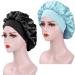 AliLeader 2Pcs Silk Bonnet Set for Curly Hair | Soft Sleep Cap with Elastic Band | Black+Light Green Satin Bonnet for Women - Buy Online on GoSupps.com