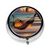 Sunset Beach Hammockround Pill Box 3 Compartment Round Pill Box Organizer * Portable Travel Pill Box for Traveling. Black