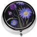 Shop Purple Flowers Round Pill Box - 3 Compartment Mini Decorative Travel Medicine Organizer - Buy Online on GoSupps.com