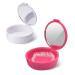 Y-Kelin 2 Pack Retainer Case with Mirror Retainer Container Partial Denture Storage Box (Pink+White)