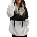 Bigfanshu Womens Long Sleeve Tops Hooded Sweatshirt Winter Warm Zipper Pocket Pullover Blouse Shirts Black