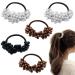 FAFAHOUSE 5 PACK Pearl Elastic Hair Ties White Hair Scrunchies Weave Hair Bands Hair Rope Leisure for Women and Girls Ponytail Holder