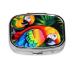 Colored Parrot Printing 2 Compartment Small Pill Case Cute Small Pill Box Purse Pill Boxs Travel Pill Organizer for Pocket Purse and Travel Gifts
