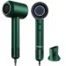 7MAGIC High-Speed Hair Dryer with 110 000RPM Brushless Motor for Fast Drying Low Noise Blow Dryer with Tri-Colour LED Light Ring 1400W Ionic Hair Dryer for Home and Travel Magnetic Nozzle Green Deep Green