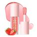 BANGFENG Big Brush Head Hydrating Lip Glow Oil Plumping Lip Tint  Hydrating Lip Gloss Tinted Lip Balm Transparent Lip Care  Long Lasting Moisturizing Non-sticky Fresh Shiny Texture Lip Oil - Strawberry (Pink)
