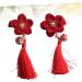 MAGICLULU 2 Pairs Hair Clip for Chinese Clothes Hair Clips Long Tassel Barrette Little Flower Barrettes Chinese Flower Hair Clips Asian Hair Chinese Style Child Red Side Clip - Buy Online on GoSupps.com