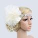 FRCOLOR Flapper Headband 1920s Gatsby Headdress Feathers Crystal Beaded Wedding Headpiece Elastic Headwear White - Buy Online on GoSupps.com