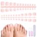Melliex 120 pieces wrong tooth kit French natural artificial matt toenails to stick on full cover toe nails tips for women 12 sizes