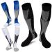 Compression Socks (3 Pairs) for Men Circulation 20-30 mmhg Medical Compression Stockings Women Nursing Black+Blue+White XXL