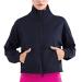 altiland Half Zip Pullover Cropped Jackets for Women Long Sleeve Workout Athletic Running Yoga Shirts Black Medium