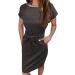 ToddlBy Ladies Short Sleeve Lace Up Design Crew Neck Pocket Dress Dress with Sleeves for Women plus Size Black 3X-Large - Buy Online on GoSupps.com