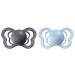 BIBS Couture Collection BPA-Free Pacifiers - Set of 2 Iron/Baby Blue | Made in Denmark | Size 6-18 Months - Buy Online on GoSupps.com