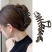 Fish Bone Hair Clips Claw Metal Black Hair Claws 1Pcs Fish Bone Shape Hair Jaw Clamps Hair Accessories Non-slips Hair Styling Catch Clips Hairpins for Women Thick or Thin Hair Decorations Black Fishbone