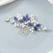 Latious Crystal Bride Wedding Hair Comb Silver Pearl Bridal Hair Clip Blue Rhinestone Hair Piece Gem Hair Accessories for Women and Girls
