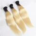 remeehi 100g Peruvian Hair 1B 613 Ombre Human Hair Extensions Two Tone Blonde Ombre Hair Bundles Silk Straight 18"