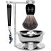 Favali 4 in1 razor brush set razor plane stand - shaving bowl - rasping shell - brackets made of roof hair imitation - with fusion 5 wet razing men (with 5 -fold blade) - luxurious gentlemen gift set - stainless steel shaving set -5