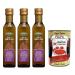 Italian Gourmet E.R. Fratelli Mantova Olio Semi Di Lino Set of 3 Flaxseed Oils Rich in Omega 3 Glass 250 ml + 400 g Box