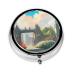 Outside The Castle Gateround Pill Box 3 Compartment Round Pill Box Organizer Portable Travel Pill Box for Traveling. Black