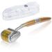LOPHE Derma Roller 0.5mm Microneedle Derma Roller for Men and Women Professional Microneedling Derma Needling Micro Needle Roller Facial Wrinkles Hair Loss Stretch Marks Hair Regrowth Gold with storage box