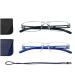Hubeye 2 Pack frameworkless reading glasses light and convenient anti-blue light reading aid for women men with glasses holster 3.50 black/blue 3.5 diopters