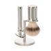 M HLE ROCCA shaving set 3-piece - safety razor shaving brush with silvertip fibre holder - stainless steel handles