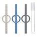 YAPROMO Silicone Baby Teether Tubes for Infants with Nursing Biting Chewing - 3 Pack 3 Pcs-Blue&Beige&Grey