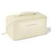 Aucuu PU Cosmetic Bag Travel Bag Large Capacity Layered Cosmetic Bag Zipper Bag Portable Travel Organizer Multifunctional Waterproof Bag Easy to Carry - Gift for Women #17 Milky White-17