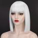 Entranced Styles Short White Wig with Bangs - Heat Resistant Bob Wig for Women | Cosplay & Halloween Party Use - Buy Online on GoSupps.com