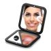 OMIRO Folding Compact Mirror, 1X/10X Magnification 3 Pocket Size Square Hand Mirror for Travel Makeup (Black) Black 10X