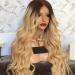 Shop Long Curly Gradient Color Wig for European & American Women - Pure White & Linen Yellow - Premium Quality Chemical Fiber - Buy Online on GoSupps.com