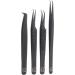 MLASH Set of 4 Diamond Grip NANO Fiber Tip Tweezers - Classic & Volume Eyelash Extensions - Japanese Steel (Black) - Buy Online on GoSupps.com