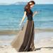 Sanahy Women's Chiffon Retro Maxi Skirt - Gradient Beach Full/Ankle Length, Elastic Pleated One Size Coffee - Buy Online on GoSupps.com