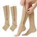 Aynkh Extra Large 20-30 mmHG compression socks with zipper knee high open toe support stockings varicose veins pantyhose for edema swollen pregnancy relaxation