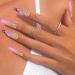 QINGGE Rhinestones Coffin Press on Nails - Pink Flower Design | Long Fake Nails for Women | Matte Stick on Nails - Buy Online on GoSupps.com