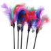 5pcs Cat Feather Toys Cat Wand Interactive Stick Toy Wire Chaser Wand Interactive Feather Cat Toy for Cat Kitten Pet (63cm) - Buy Online on GoSupps.com