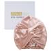 ZIMASILK 22 Momme 100% Mulberry Silk Sleep Cap for Women Hair Care,Natural Silk Night Bonnet with Elastic Stay On Head, Classic Pleated(1Pc, Rose Gold) One Size Rose Gold